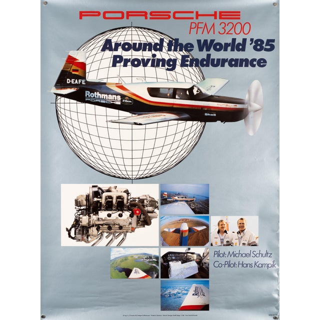 Porsche PFM 3200 Around the World 1985 Original Porsche Poster For Sale - Image 9 of 9