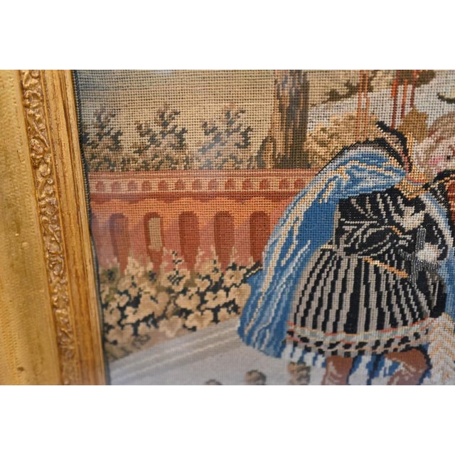 Antique Italian Nobleman Tapestry in Gilt Frame, 1880s For Sale - Image 10 of 11