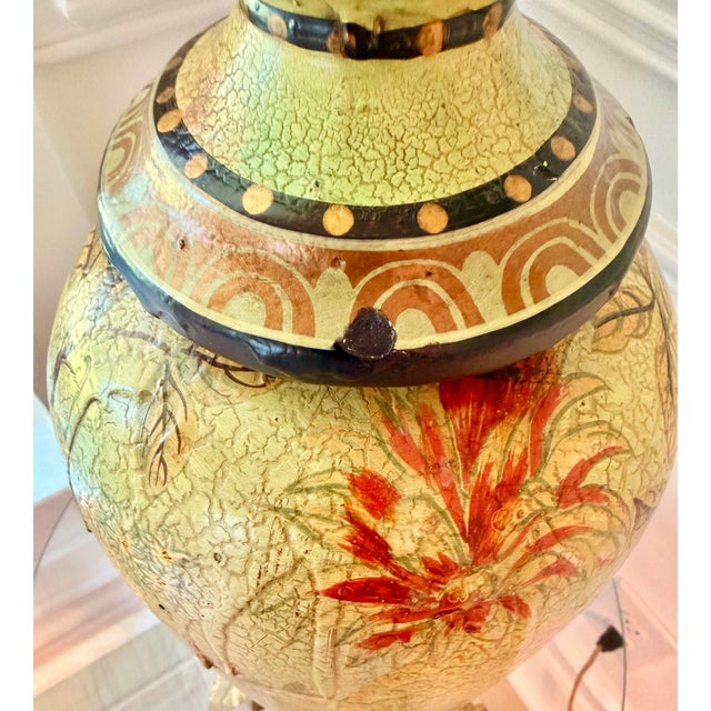 Large Hand-Painted Crackle Finish Lidded Decorative Ginger Jar With Pineapple Motif For Sale - Image 12 of 13