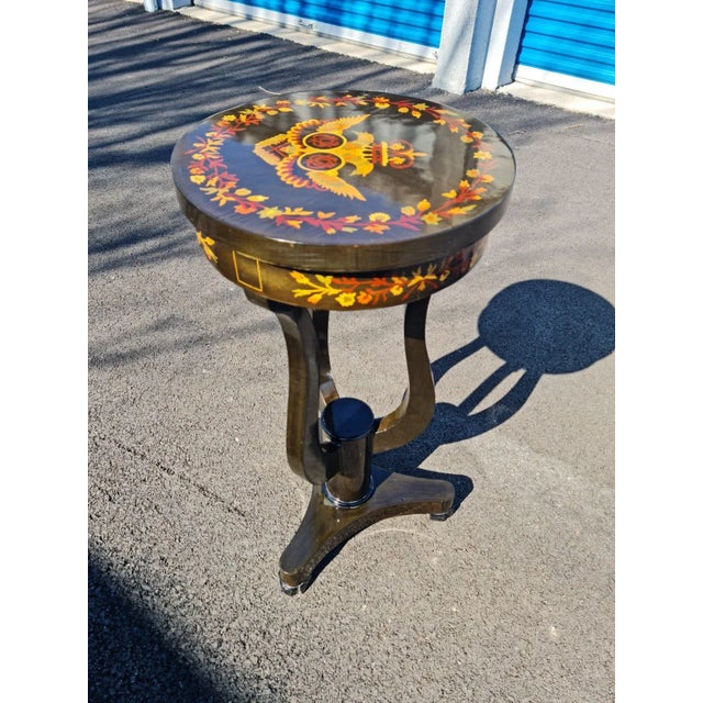 French Style Lyre-Shaped , Petite Coffee Side Table/ Desk For Sale - Image 9 of 9