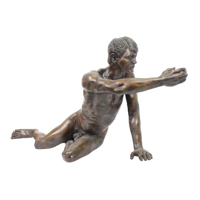 1970s Large Vintage Nude Male Bronze Sculpture by Donald Claude Noel For Sale - Image 5 of 16