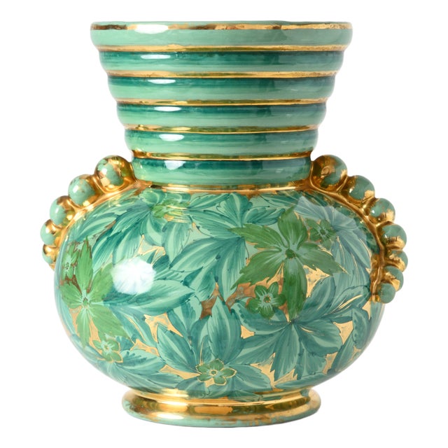 Italian Green and Gold Vase from Maioliche Deruta, 1960s For Sale