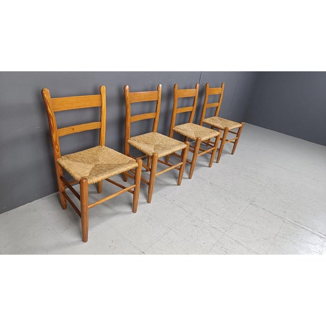Wood Mid-Century Oak and Wicker Dining Chairs, 1970s, Set of 4 For Sale - Image 7 of 13