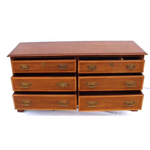 Brown 1970's Vintage Henredon Georgian-Style Mahogany Six-Drawer Dresser For Sale - Image 8 of 12