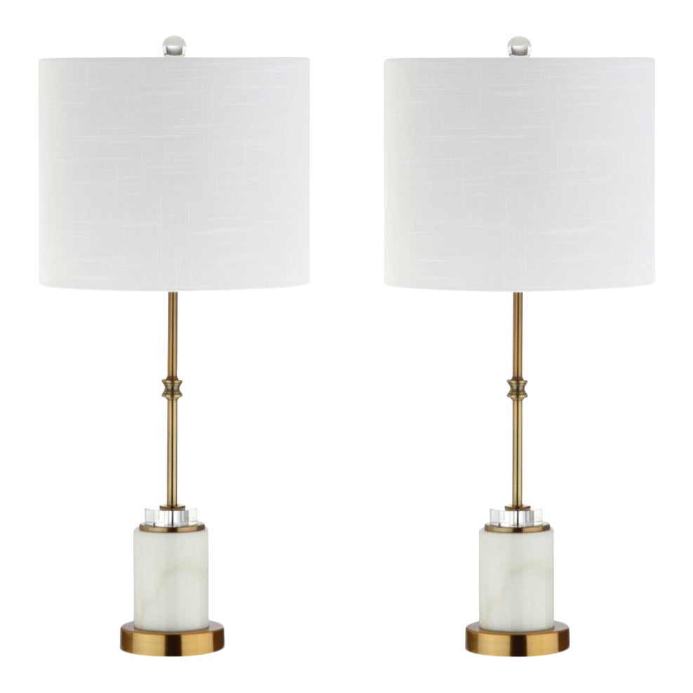 27" Marble/Crystal LED Table Lamp, Brass a Pair Chairish