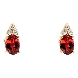 Natural Tourmaline Diamond Earrings 14k Gold 1.87 TCW Certified For Sale