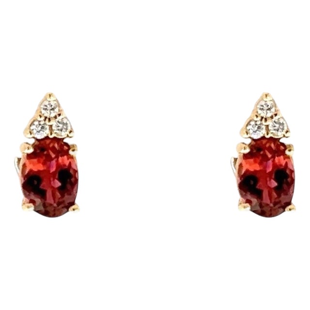 Natural Tourmaline Diamond Earrings 14k Gold 1.87 TCW Certified For Sale