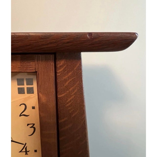 Vintage Jim Dailey Present Time Handmade Oak Arts & Crafts Mission Mantel Clock 2004 Signed For Sale - Image 11 of 12