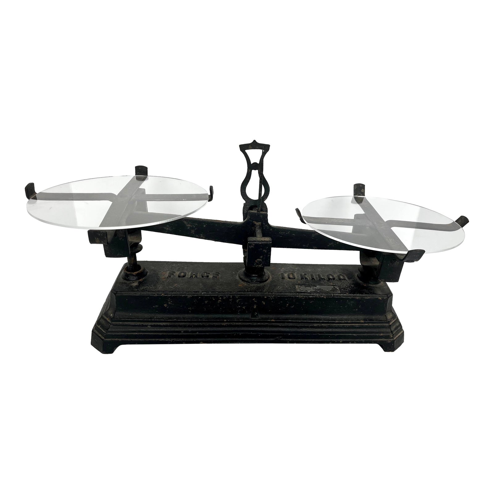 Antique French Cast Iron Force 10 Kilog Balance Scale | Chairish