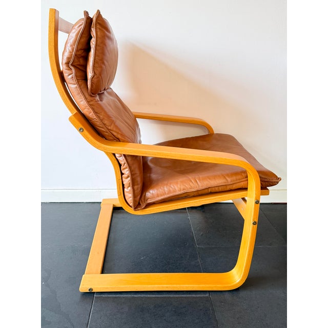 Mid-Century Modern Vintage Poäng Chair in Cognac Leather by Noboru Nakamura for Ikea, 2000s For Sale - Image 3 of 13