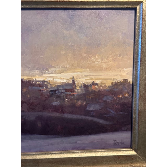 2007 Marty Poole Silver Framed Oil Painting on Artist Board December Lights For Sale - Image 4 of 7