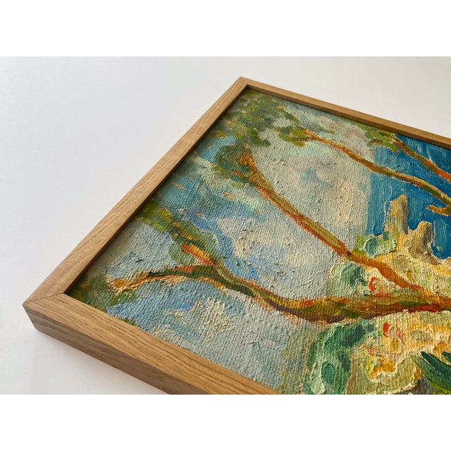 Mid 20th Century Vintage Mid Twentieth Century Postimpressionist " Stupiste, Komiza " Framed Original Adriatic Seascape Impasto Oil Painting For Sale - Image 5 of 18