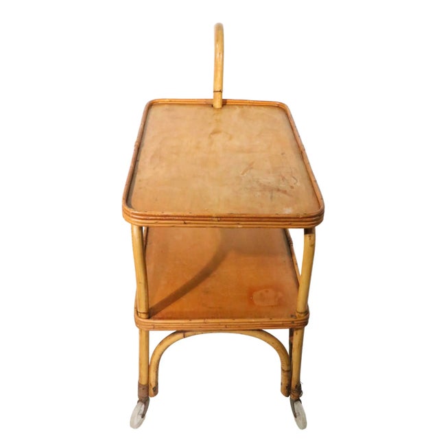 Mid Century Bamboo Serving Bar Cart C. 1950's For Sale In New York - Image 6 of 13
