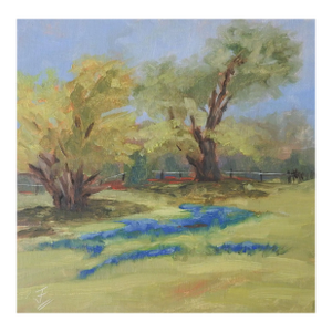Small Late 20th Century Impressionist Bluebonnet Landscape Painting