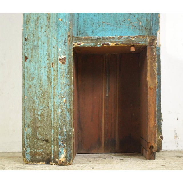 Reclaimed Georgian Distressed Blue Wooden Fireplace Mantel For Sale - Image 13 of 13