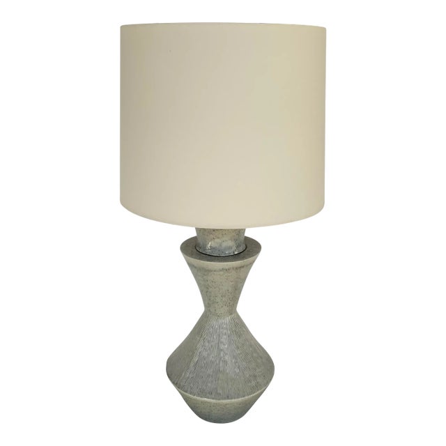 Arteriors Modern Gray Ice Reactive Glaze Dottie Table Lamp For Sale