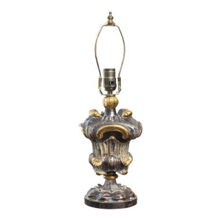 Italian Baroque-Style Giltwood Table Lamp For Sale