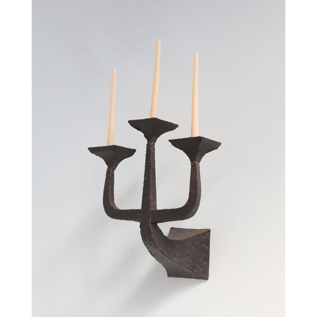 Brutalist Vintage Brutalist Candelabra Candle Sconces, Pair For Sale - Image 3 of 6