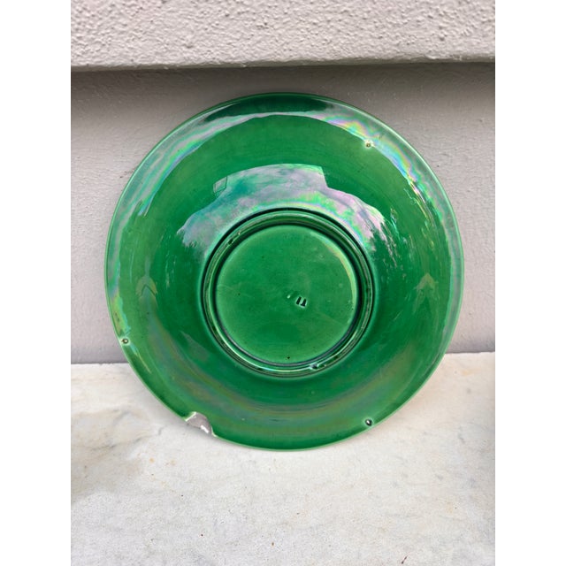 English Green Majolica Leaf Plate Circa 1880 For Sale - Image 4 of 5