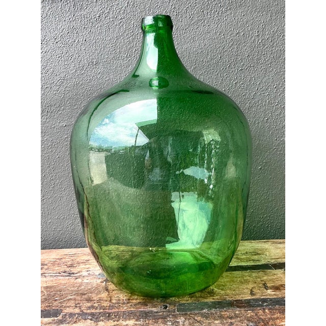 Bottle Green Vintage Green Glass Demijohn Bottle For Sale - Image 8 of 14