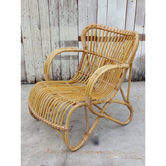 Mid-Century Modern Set of Vintage Armchair and Table in Rattan by Rohe Noordwolde, 1960s For Sale - Image 3 of 13