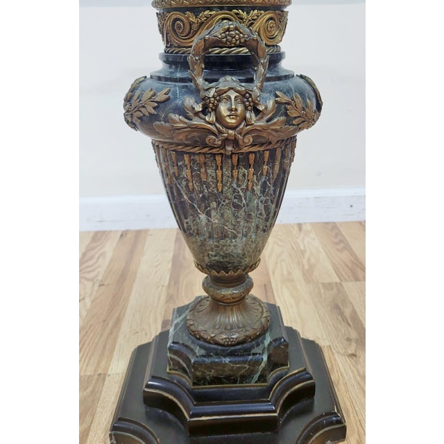 Antique French 19th C Louis XVI Glass Marble & Gilt Bronze Urn Vase Side Table For Sale - Image 9 of 13