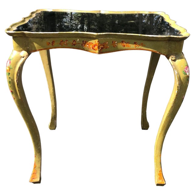 Italian Hand Painted Mirror Top Side Table For Sale - Image 13 of 13