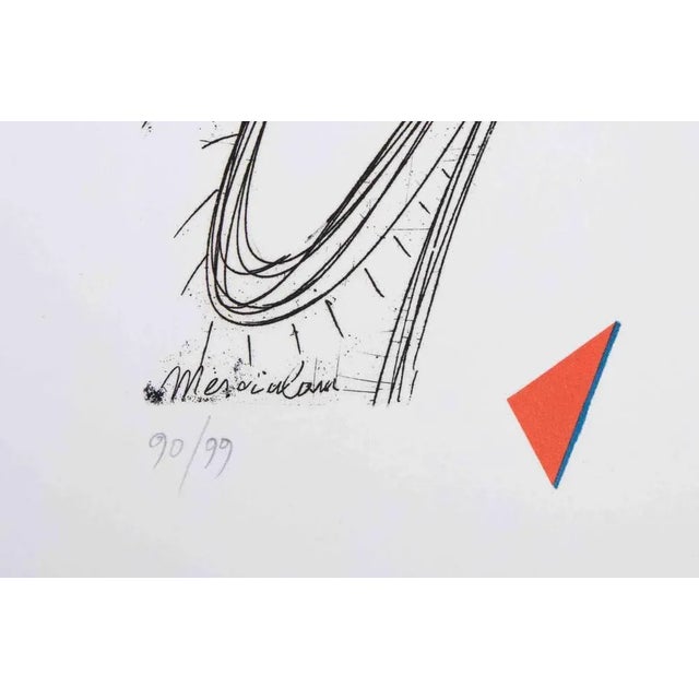 The Mill of Don Quixote is an Original Lithograph realized by Plinio Mesciulam in 1973. Very good condition on a white...