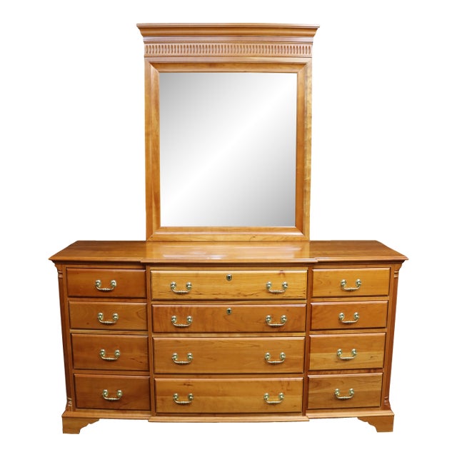 Harden Classic Cherry Dresser With Mirror, Solid Cherry, 12 Drawer For Sale