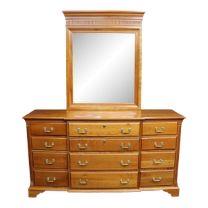 Harden Classic Cherry Dresser With Mirror, Solid Cherry, 12 Drawer