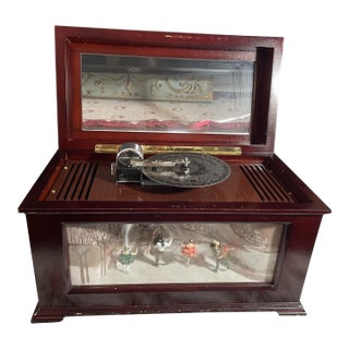 Vintage Mr. Christmas Animated Ballet Music Box With 10 Discs, Illuminated Wood Display For Sale