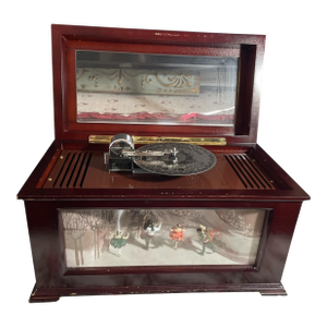 Vintage Mr. Christmas Animated Ballet Music Box With 10 Discs, Illuminated Wood Display