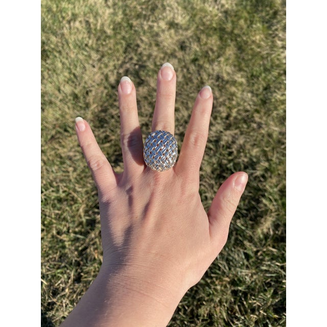 Metal Slane Large Oval Basketweave Ring, Sterling Silver, Ring Size 7 For Sale - Image 7 of 7