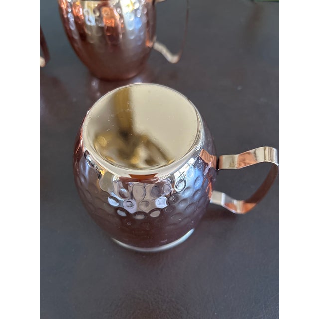 Contemporary Hammered Copper Moscow Mule Mugs With Stainless Steel Lining, Set of 4 For Sale - Image 3 of 6
