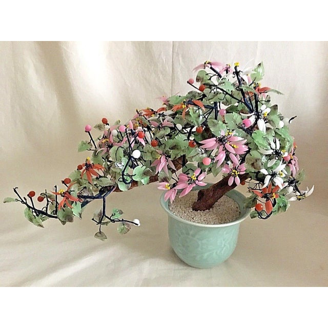 Large Vintage Jade Bonsai Flower Tree Chairish