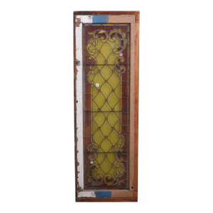English Antique Leaded Glass Window Pane in Original Frame