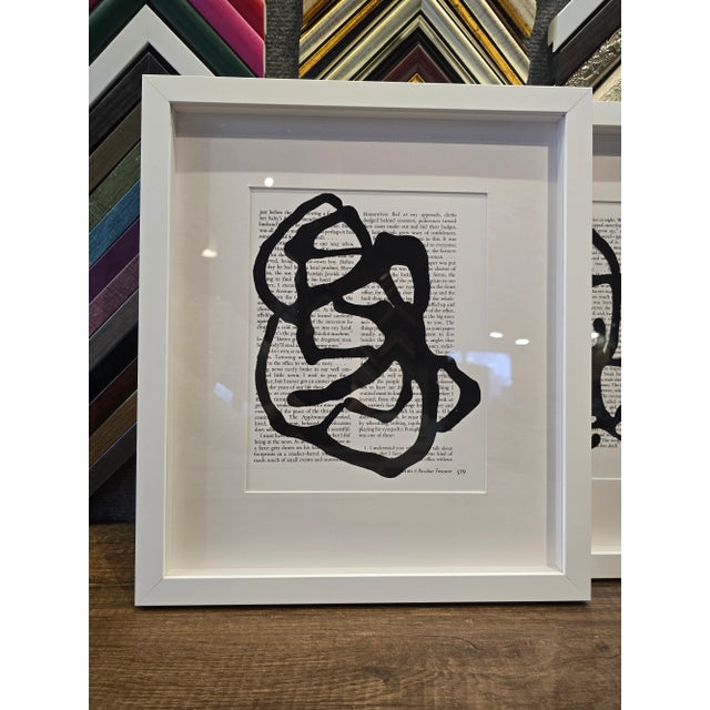 Wood Shadow Box Framed 'Black & White Abstractions Series' (2) - Gallery Wall Art Prints Installation by Diane Grant - Set of 15 For Sale - Image 10 of 11