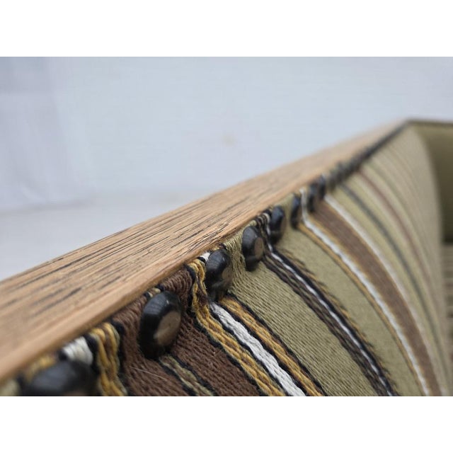 Wood Danish 2-Seater Sofa in Striped Green Furniture Wool and Oak, 1950s For Sale - Image 7 of 18