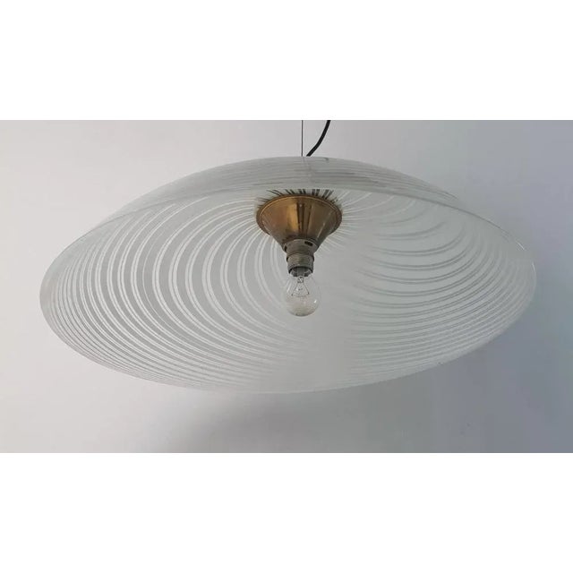 Large Murano Swirl Pendant in White, 1970s For Sale - Image 4 of 12