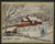 Chaumière sous la neige, watercolor and charcoal on paper by Paul-Émile Pissarro (1884–1972). Depicts a snow-covered...