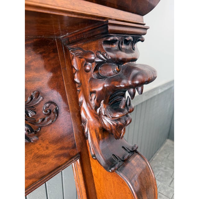 Brown Magnificent Antique Carved Fireplace Mantel For Sale - Image 8 of 12