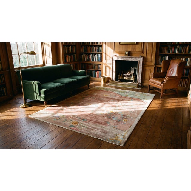 Textile Antique Chinese Art Deco Rug 9' 0" x 11' 6" For Sale - Image 7 of 8