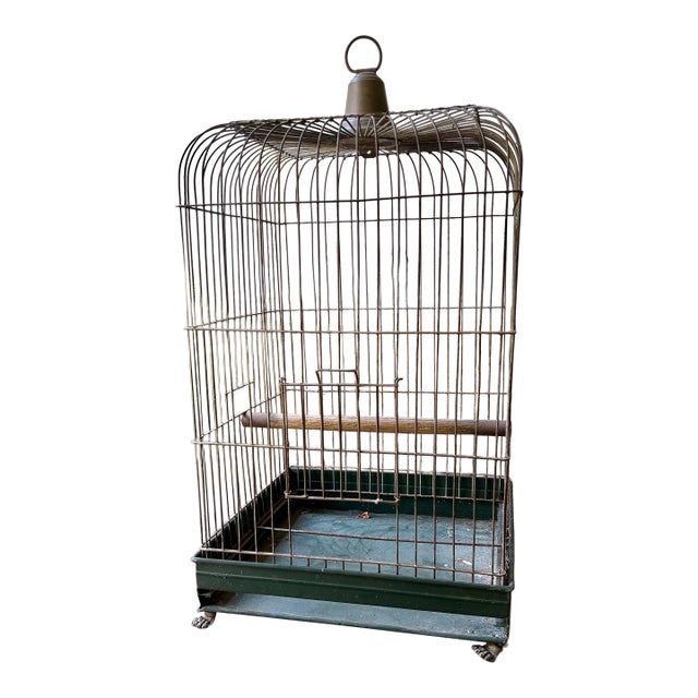 19th C. Antique Brass Footed Birdcage With Claw Feet – Sculptural Statement Piece ✨ For Sale