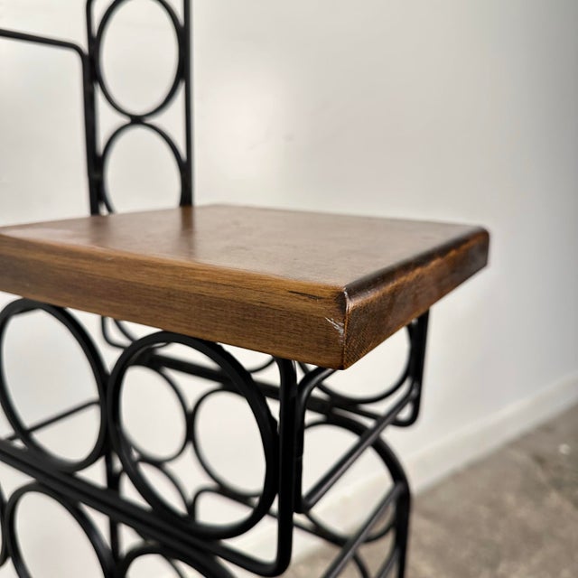 Arthur Umanoff Style Iron & Wood Wine Rack For Sale - Image 9 of 12