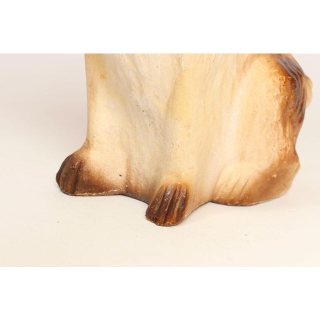 Vintage Folk Art Chalkware Carnival Chalk Brown Collie Dog Sculpture / Figurine For Sale - Image 14 of 15