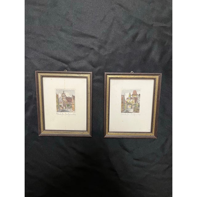 Traditional Original Etchings of Rothenburg Germany by Ernst Geissendörfer- Set of 2 For Sale - Image 3 of 11