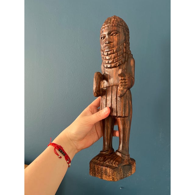 Sculptural African Kuba Hand-Carved Mahogany Figure on Base, Mid-20th Century For Sale - Image 14 of 17