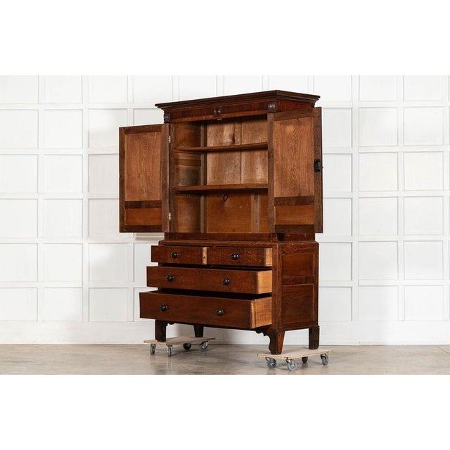 Large 19th Century English Georgian Oak Housekeepers Cupboard, 1820 For Sale - Image 6 of 18