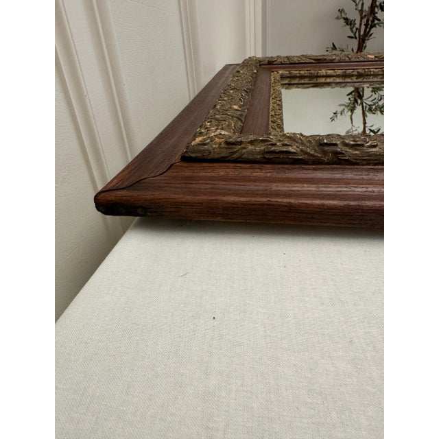 Antique Traditional Victorian Gold Ornate Gesso & Solid Wood Walnut Finish Mirror For Sale In Houston - Image 6 of 11