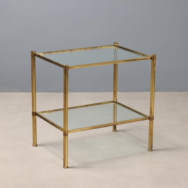 Gold Vintage Brass Coffee Table with Double Glass Tops, 1970s For Sale - Image 8 of 8